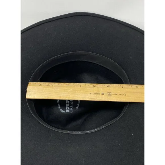 Stetson Crushable Wool Felt Outback Cowboy Hat Size S Black Woven Band Silver - Picture 12 of 13